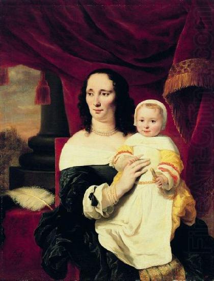 Portrait of Johana de Geer-Trip with daughter., Ferdinand bol